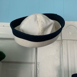 Vintage White and Navy Sailor Hat